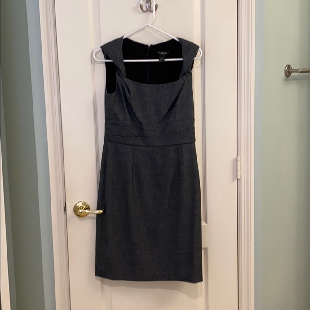 White House Black Market Charcoal Gray Midi Sheath Dress
